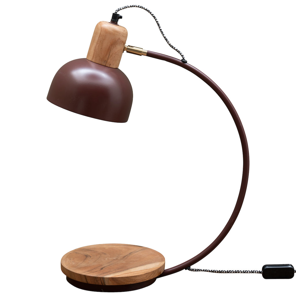 wood and metal curved desk lamp by Chehoma