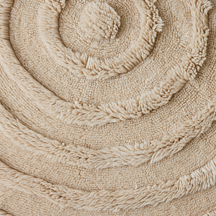 Round Wool Rug in Cream