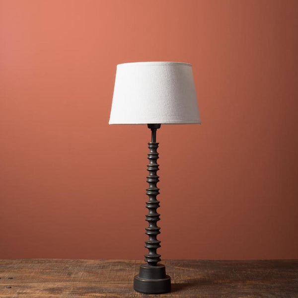 Black bobble table lamp with white lamp shade