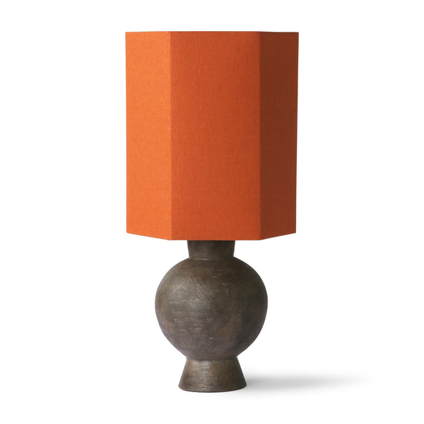 stoneware table lamp with hexagonal orange shade 