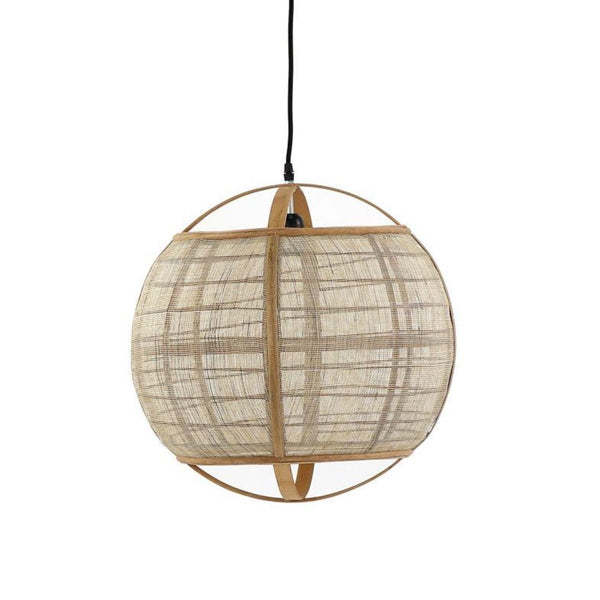 Mekong bamboo and linen round pendant light 
