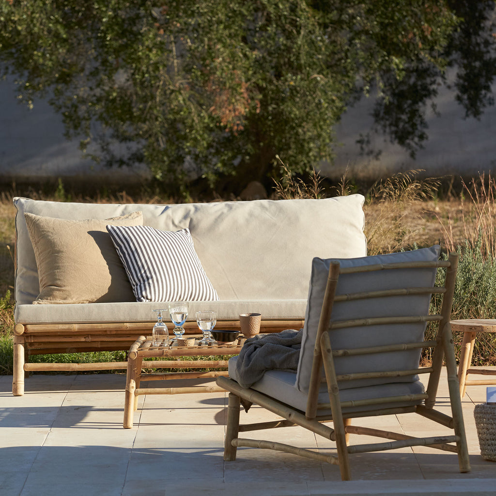 bamboo lounge outdoor sofa in sand