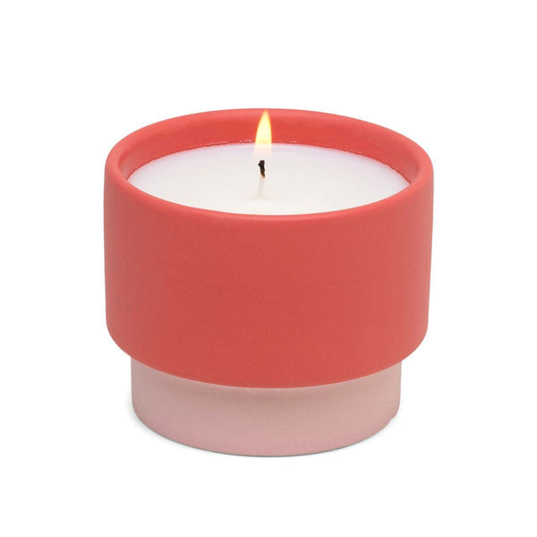 Colour block ceramic candle by Paddywax in grapefruit