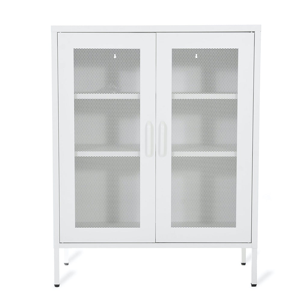 white metal cabinet