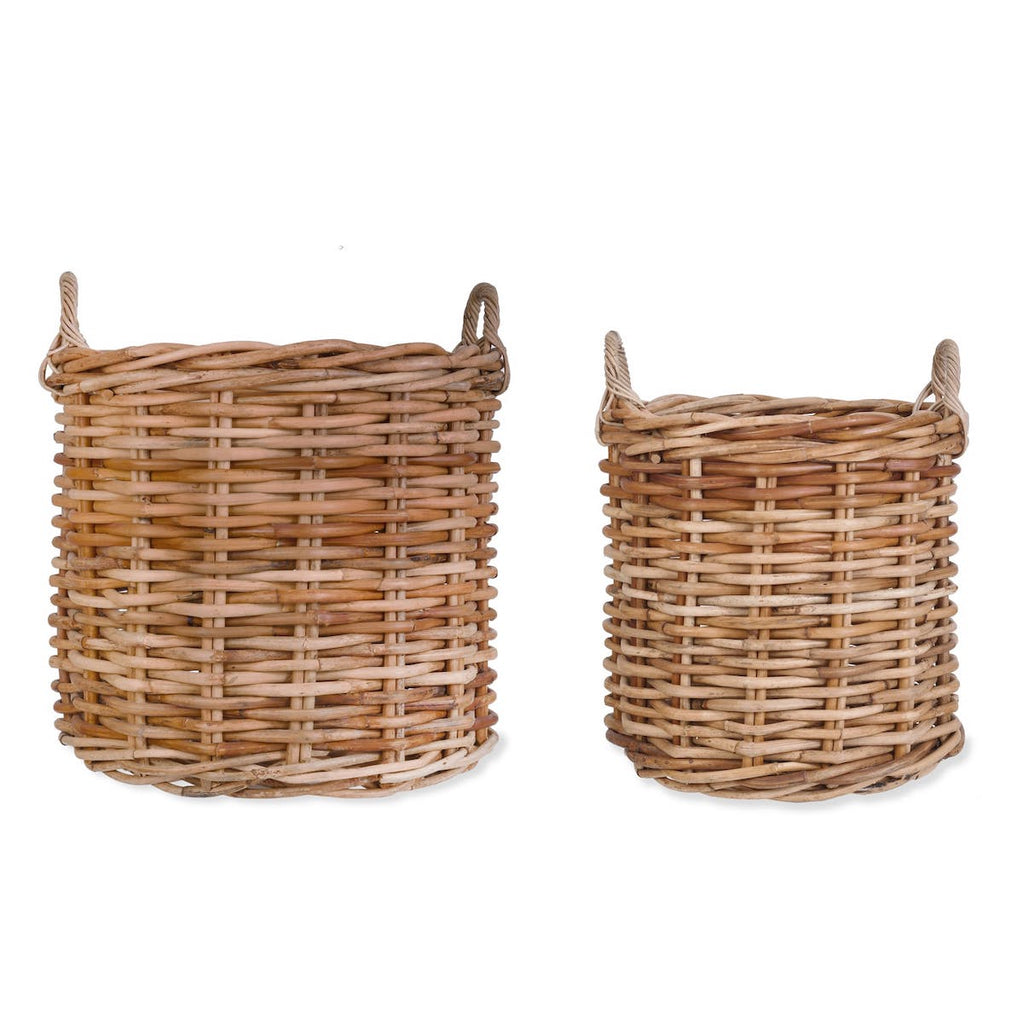 round rattan baskets in two sizes 