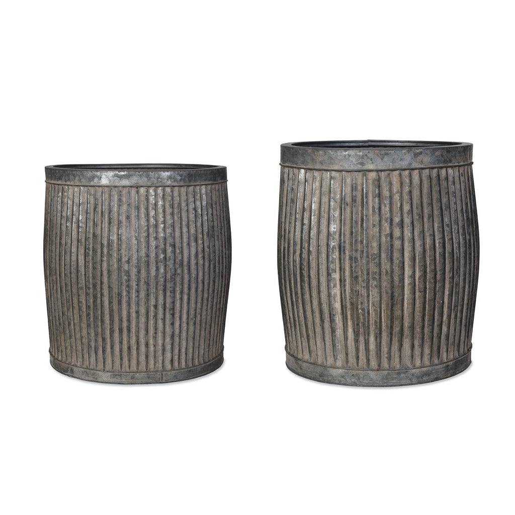 Vence ribbed steel round planters 