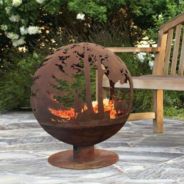 woodland scene globe fire bowl 