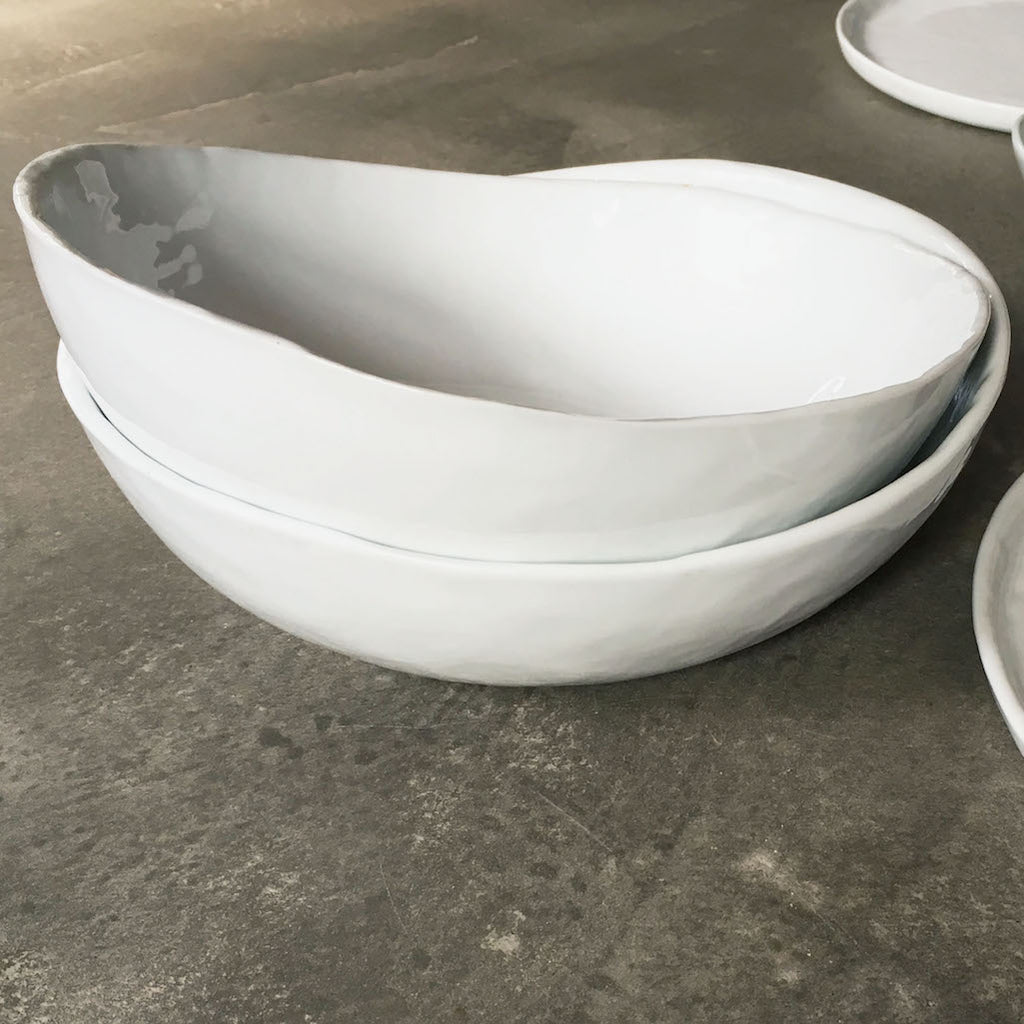 crumple porcelain white bowl
