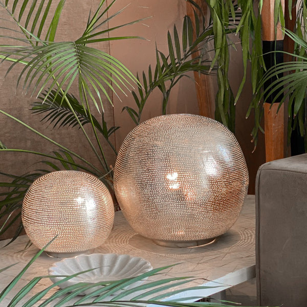 silver ball Moroccan style table light
