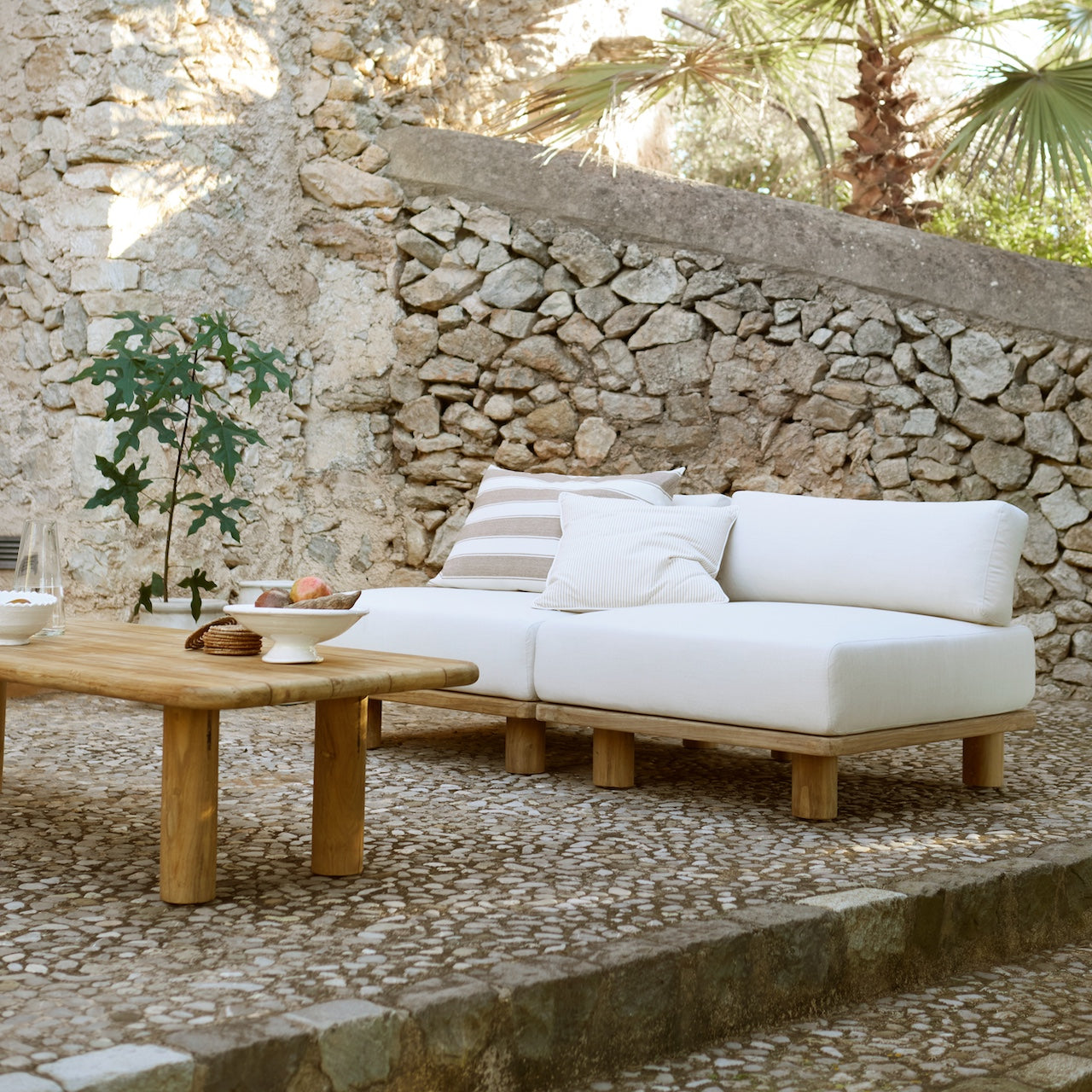 recycled teak garden sofa