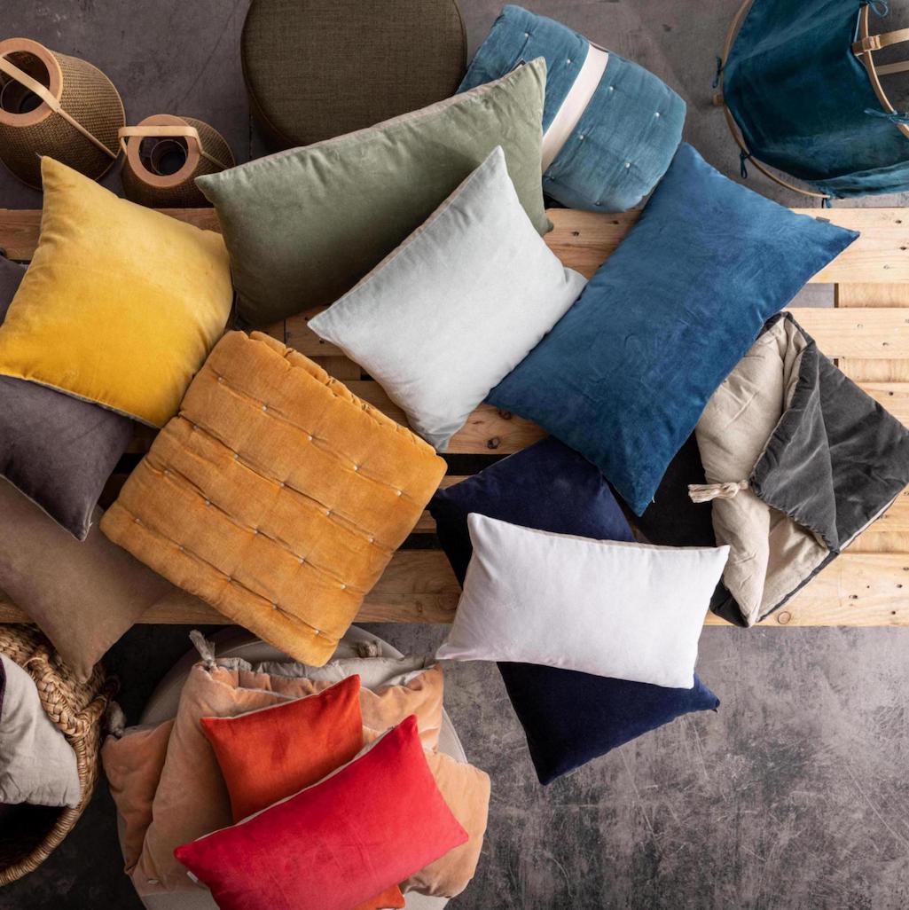 velvet throws and cushions