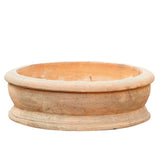 Shallow aged terracotta plant pot 