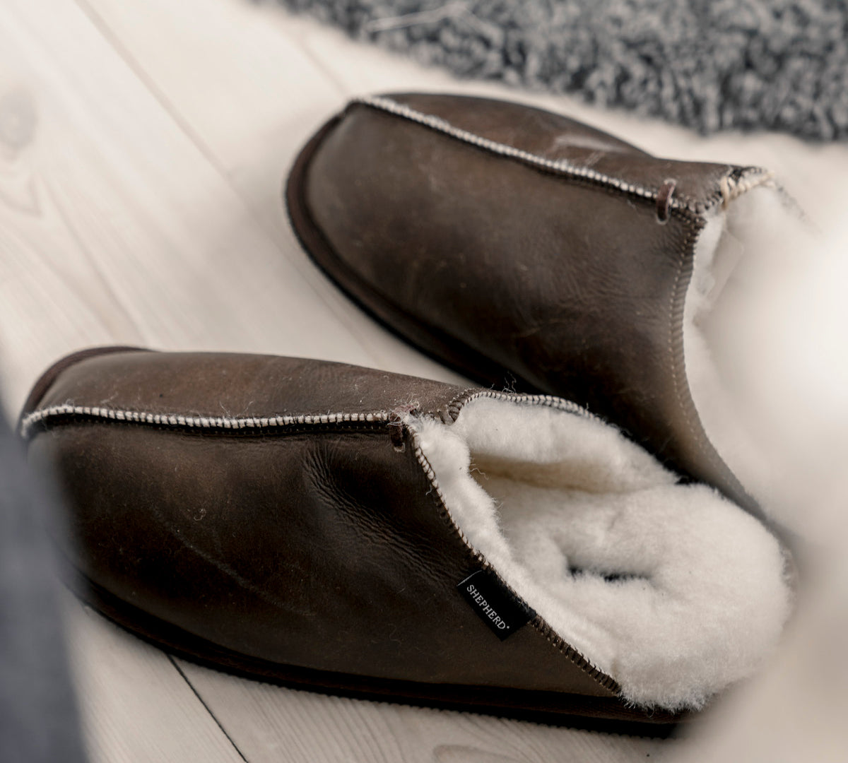 ladies oiled antique sheepskin slippers by Shepherd 