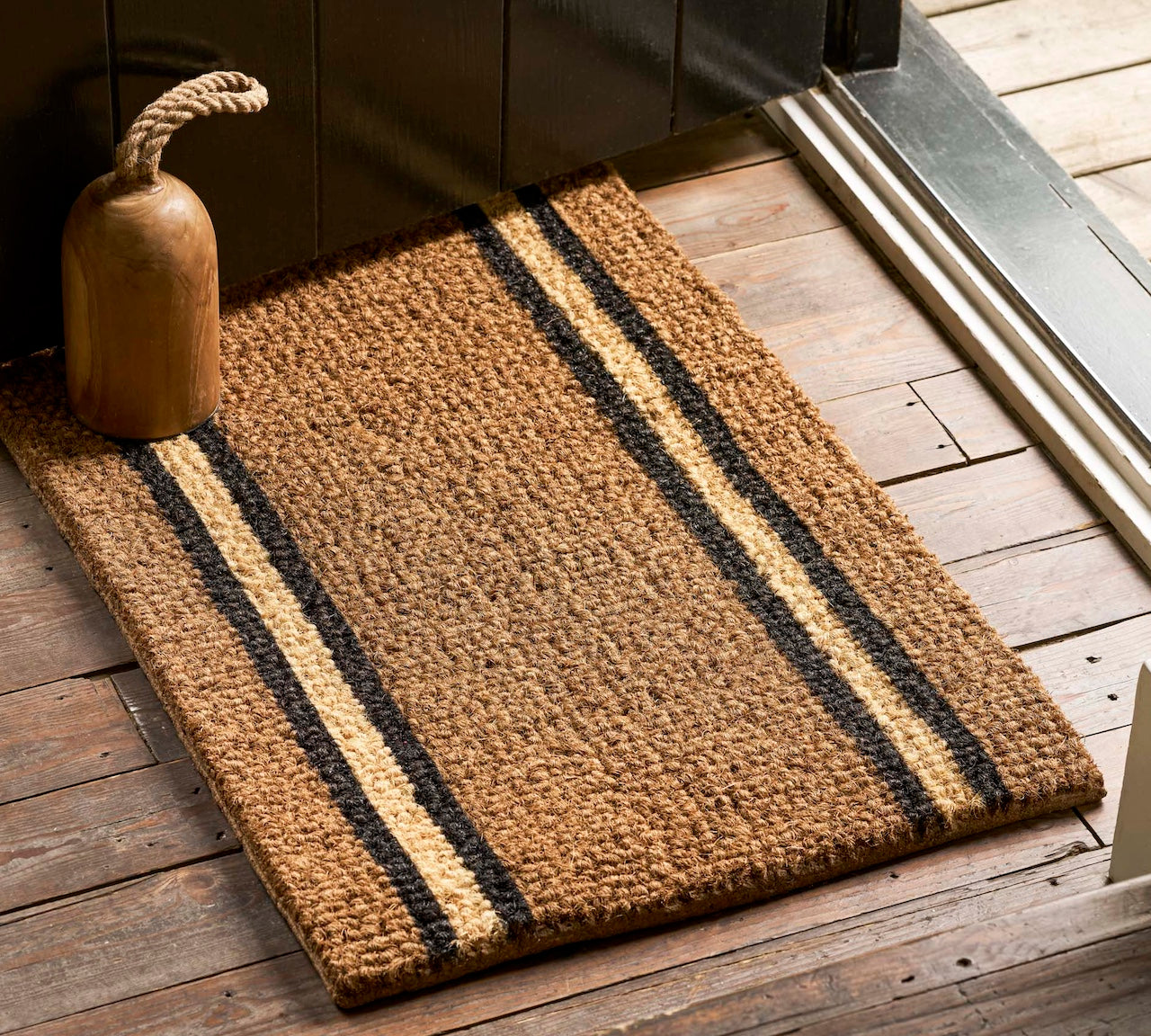 Hartford Stripe Door Mat Antique Brown by Garden Trading