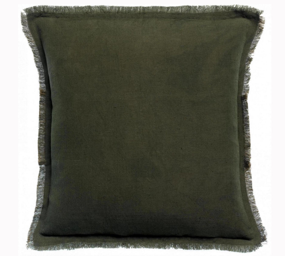 Olive Green Linen Cushion Laly