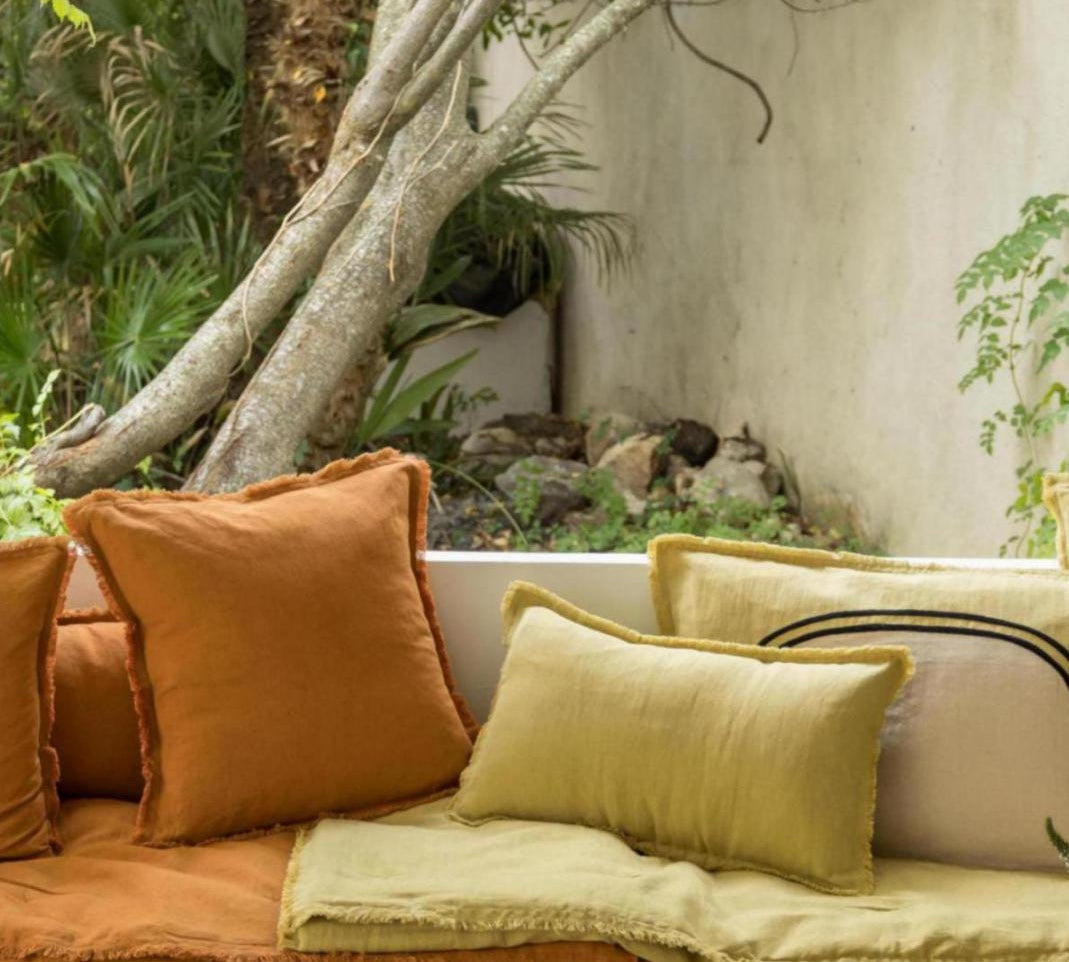 Copper linen cushion by Vivaraise