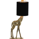 Giraffe Lamp in a gold finish with a black shade