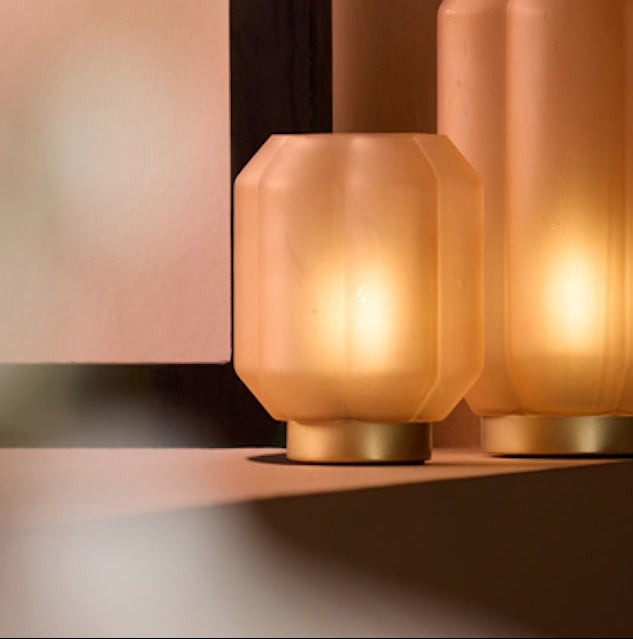 Portable Peach Glass Lamp Yvias