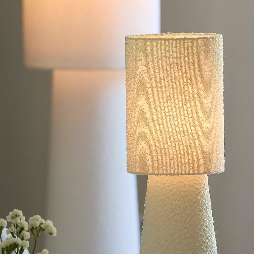 cream table lamp in fabric
