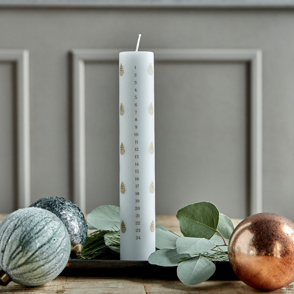 white and gold advent candle by House doctor