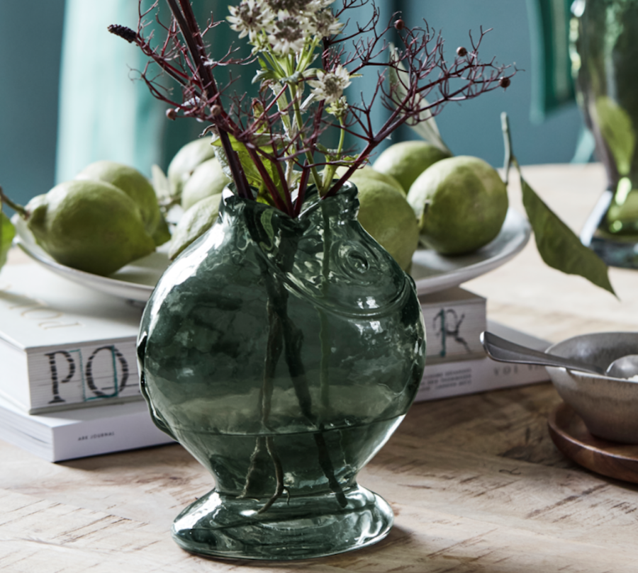 Fish shaped grey glass vase by House Doctor