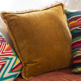 saffron yellow velvet cushion 