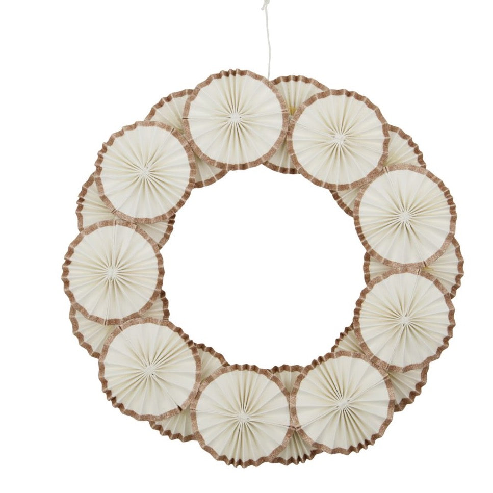 white and gold rosette paper Christmas wreath 
