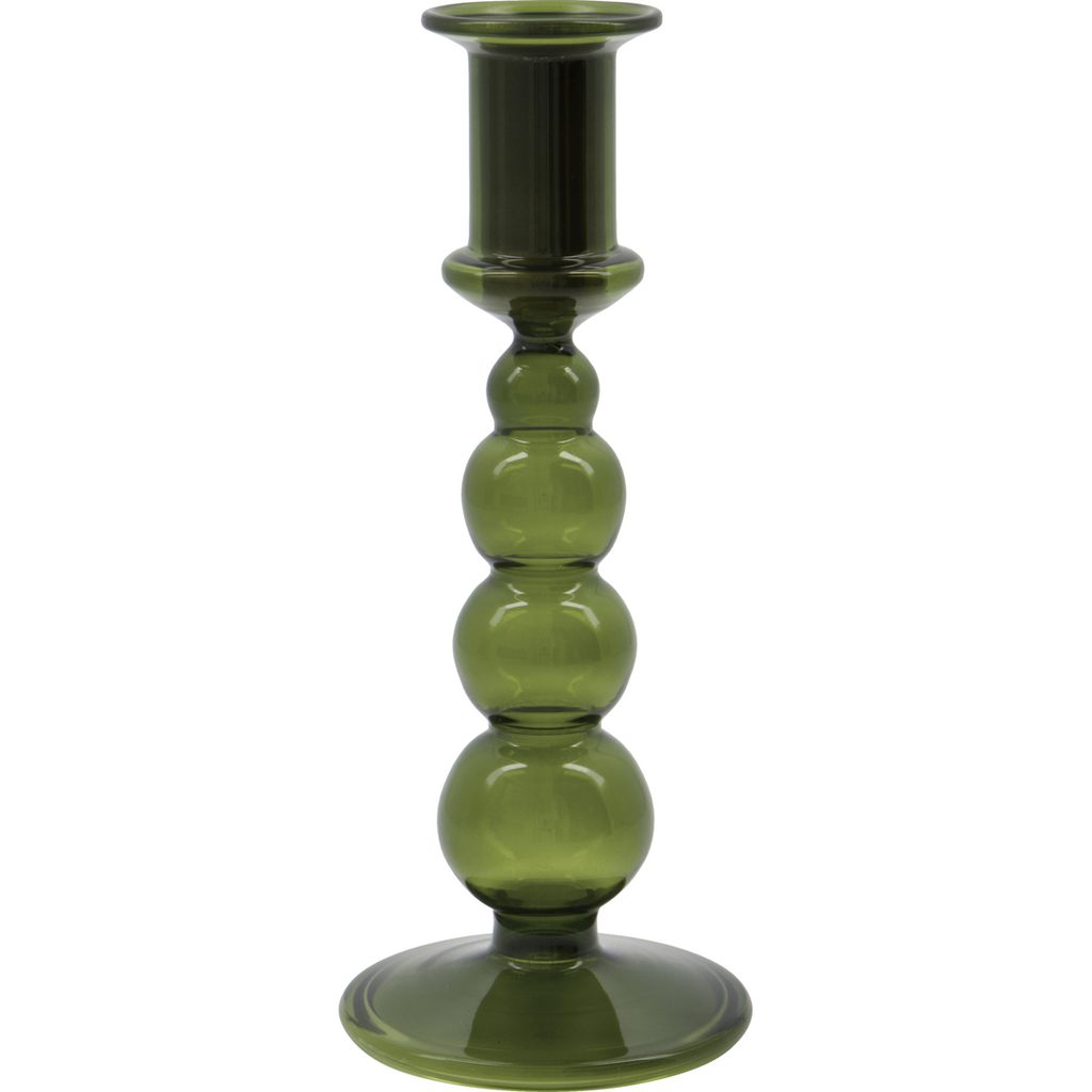 green glass candlestick