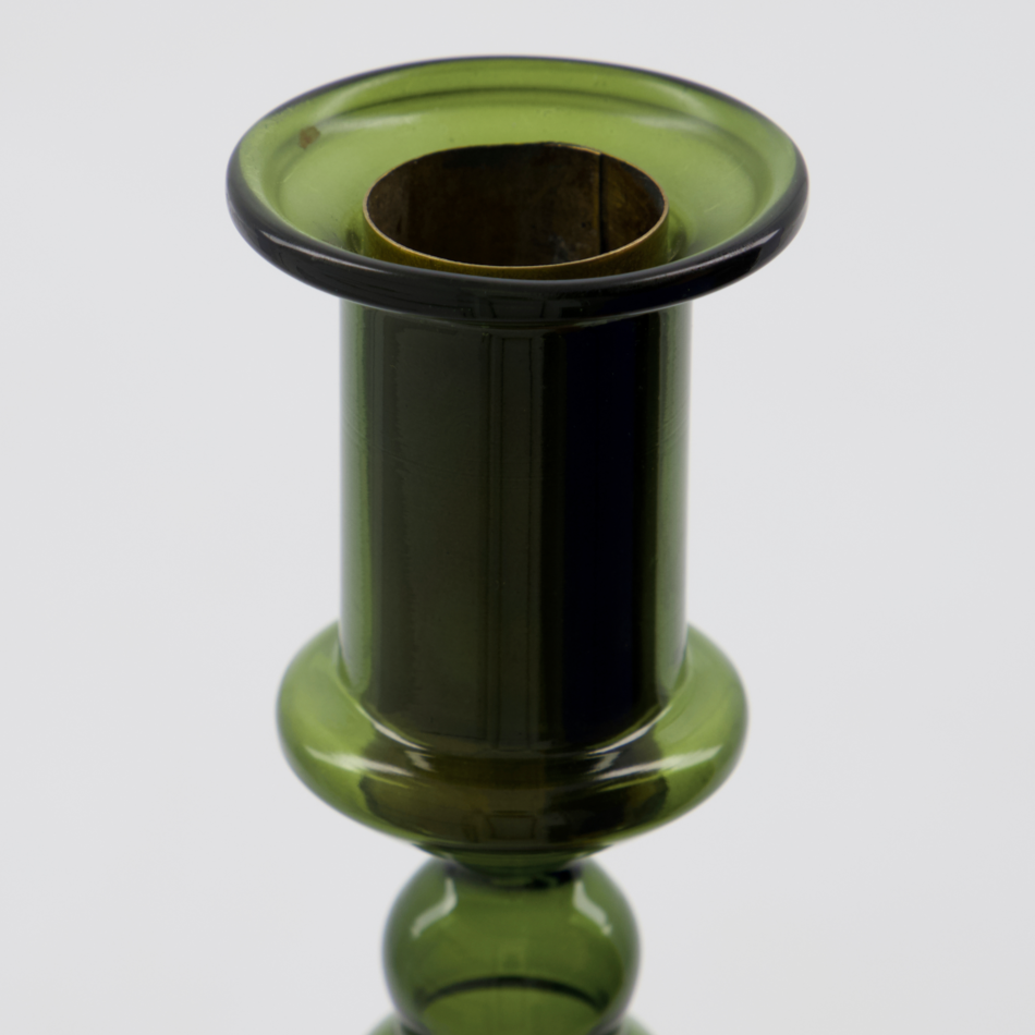 green glass candlestick