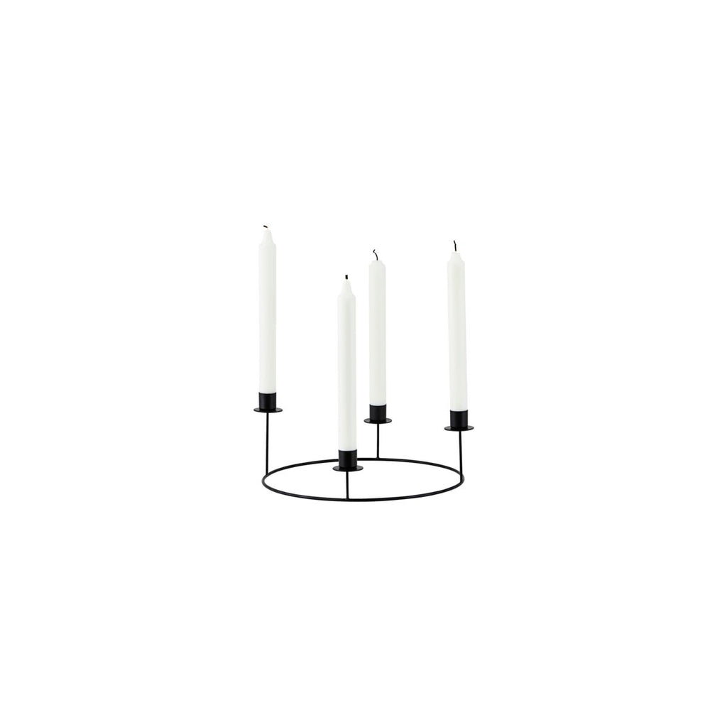 Small Modern black metal candle stand Ring by House Doctor 