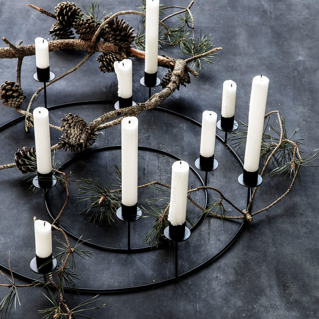 Modern black metal candle stand Ring by House Doctor 