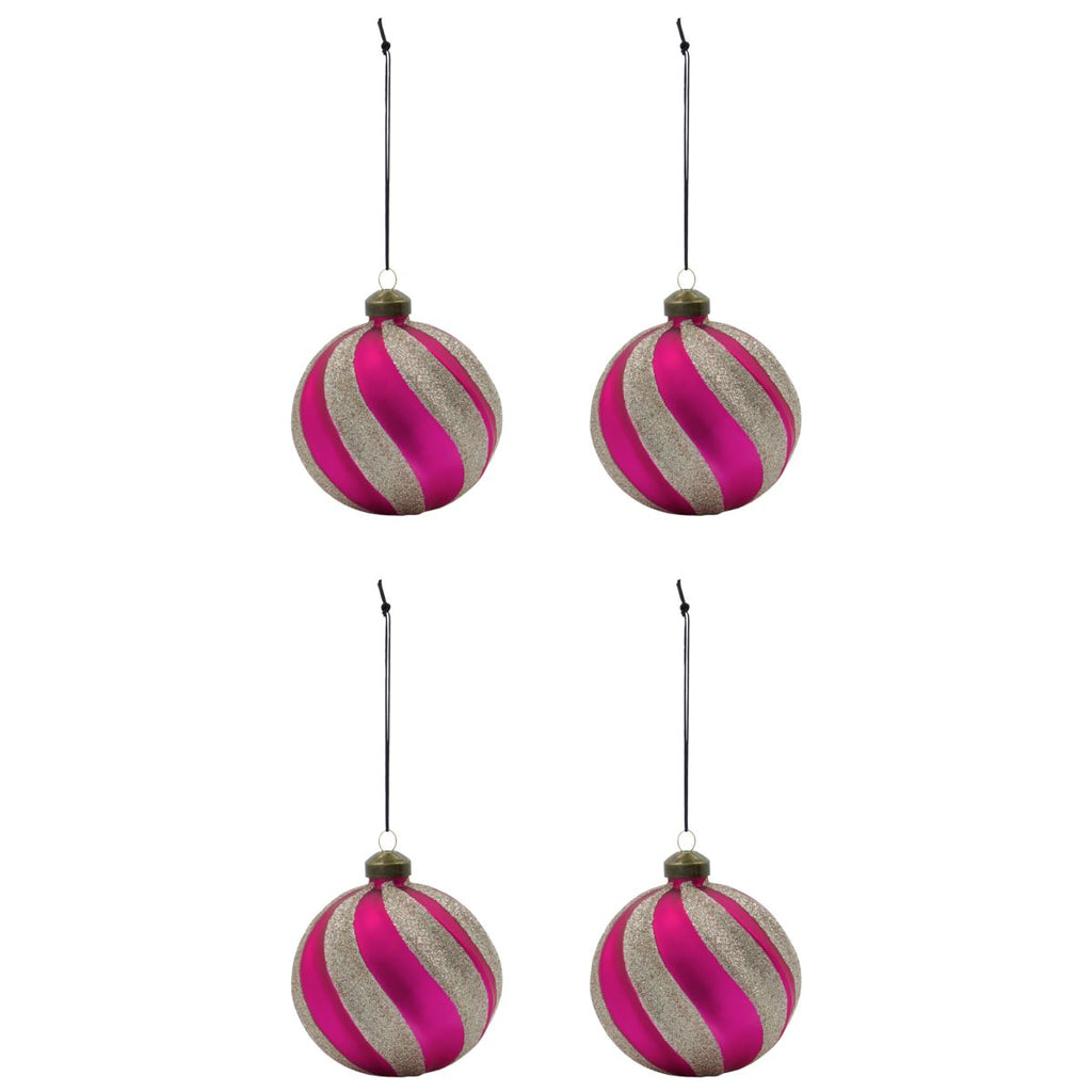 Pink and Silver Swirl Christmas Bauble by House Doctor