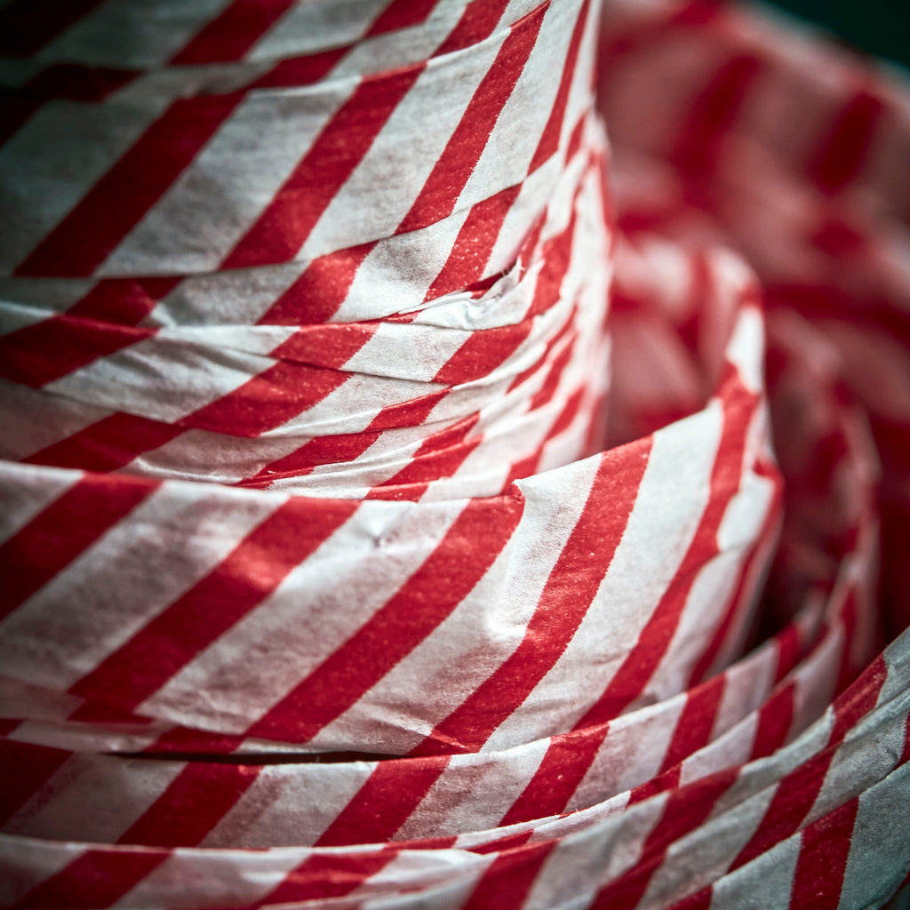 Red and white candy stripe Christmas ribbon by House Doctor 