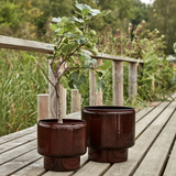 Set of brown iron planters