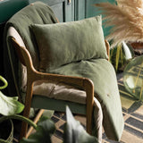Green Velvet Cushion with Fringe