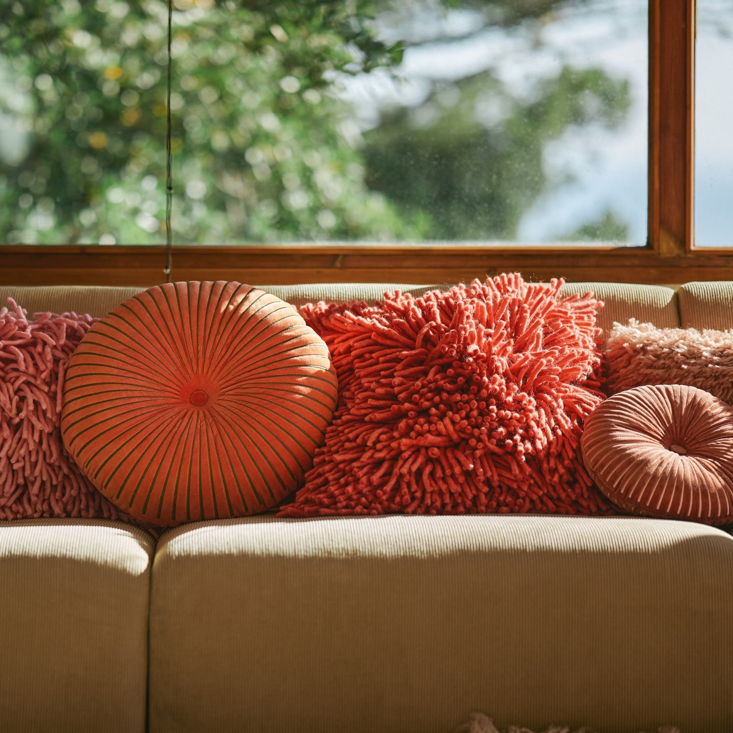 Fluffy Red Cushion by HKliving