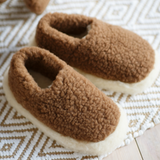 Pure Wool Fleece Slippers Brown/cream by Yoko