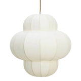 A white paper pendant light with a rounded, multi-blobbed design and a thin gold hanging cord, shown against a plain white background.
