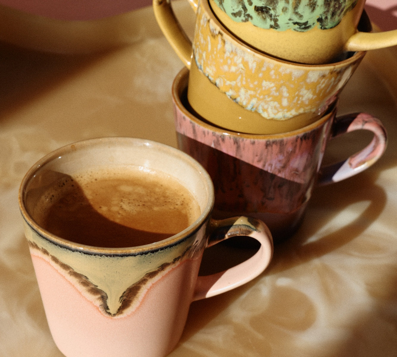 1970's ceramic mugs set Americano by HKliving 