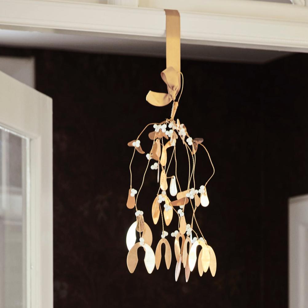 Brass mistletoe hanging decoration 