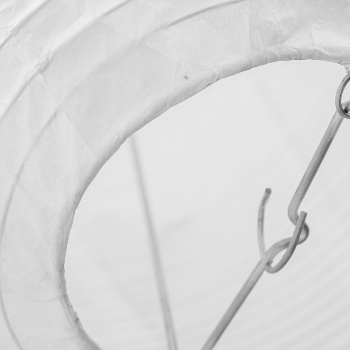 Detail of white rice paper lampshade