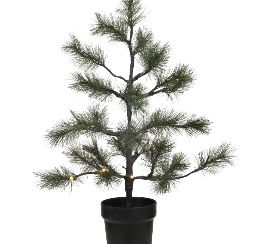 Decorative potted Christmas tree with lights