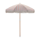 garden umbrella in red, white stripe