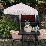 garden umbrella in red, white stripe