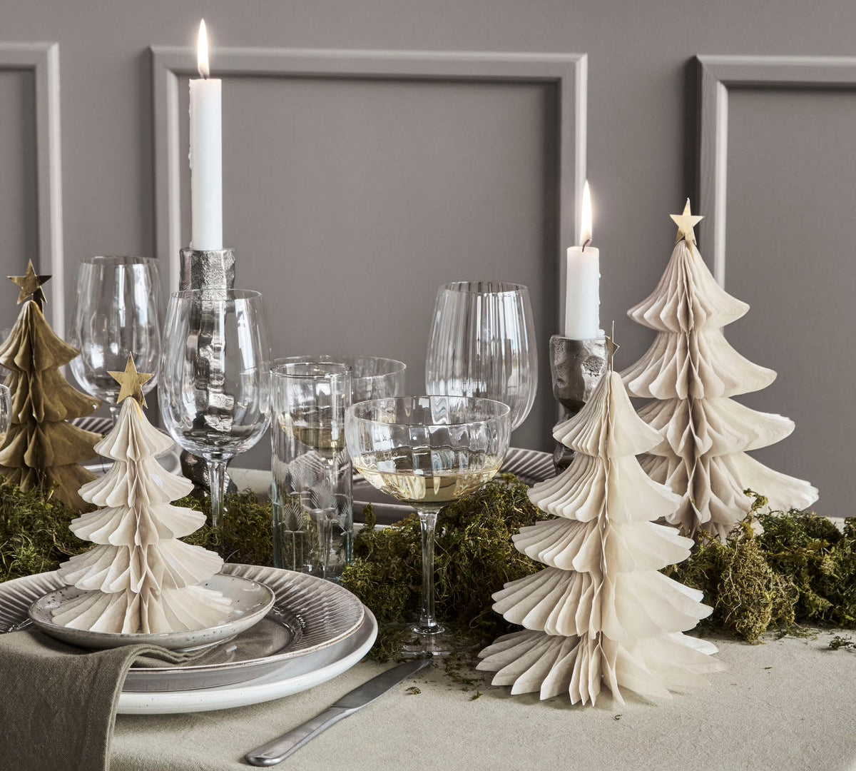 White Paper Christmas Tree Table Decoration Set 