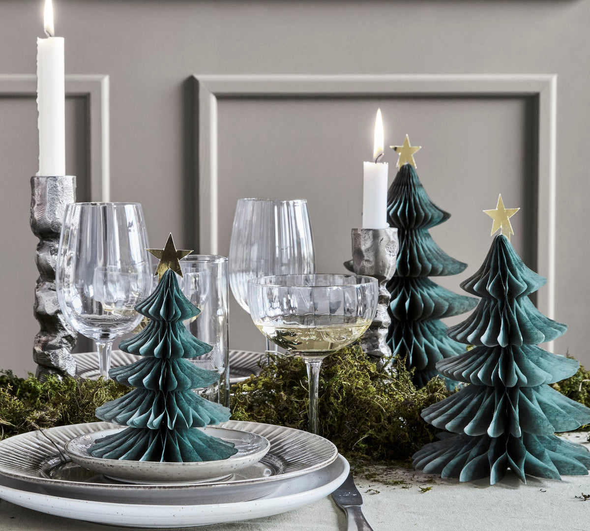 Green Paper Christmas Tree Table Decoration Set 