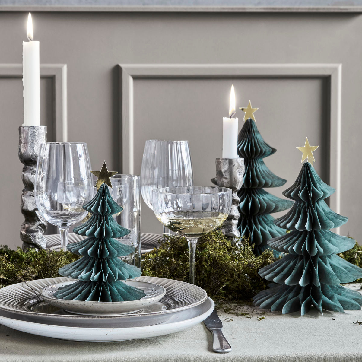 Green Paper Christmas Tree Table Decoration Set 