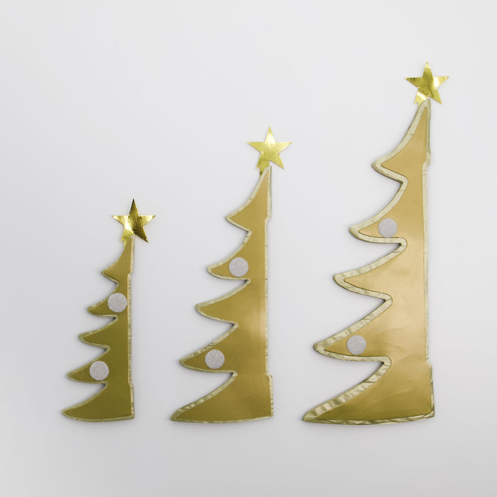 Gold Paper Christmas Tree Table Decoration Set 