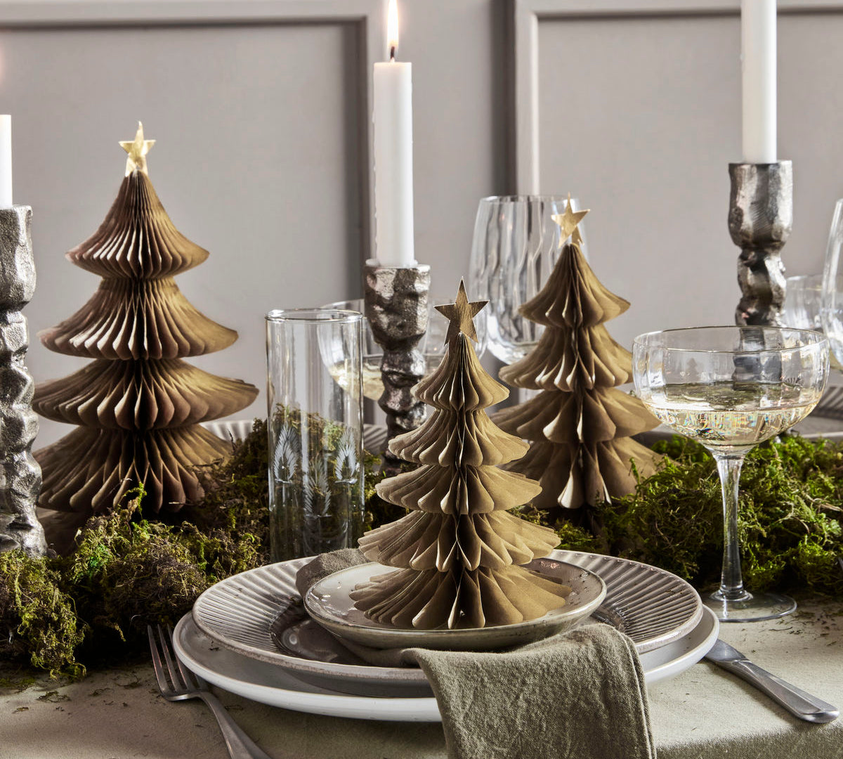 Gold Paper Christmas Tree Table Decoration Set 