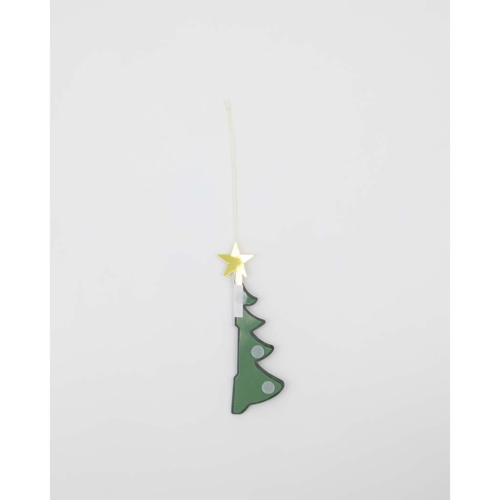 Set of six small paper Christmas trees in green